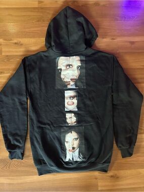 Lady Gaga Split Portraits Black Graphic Face-Print Hoodie